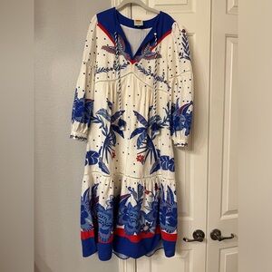 Farm Rio Off-White Jungle Chic Midi Dress - Size Medium